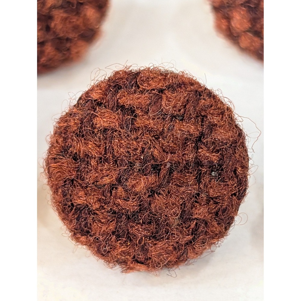 Lot of 5 VTG Decorative Buttons Brown Textured Fabric Round‎ Craft Sewing - Picture 2 of 4